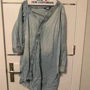 Zara | Dresses | Zara Light Blue One Shoulder Denim Dress | Poshmark